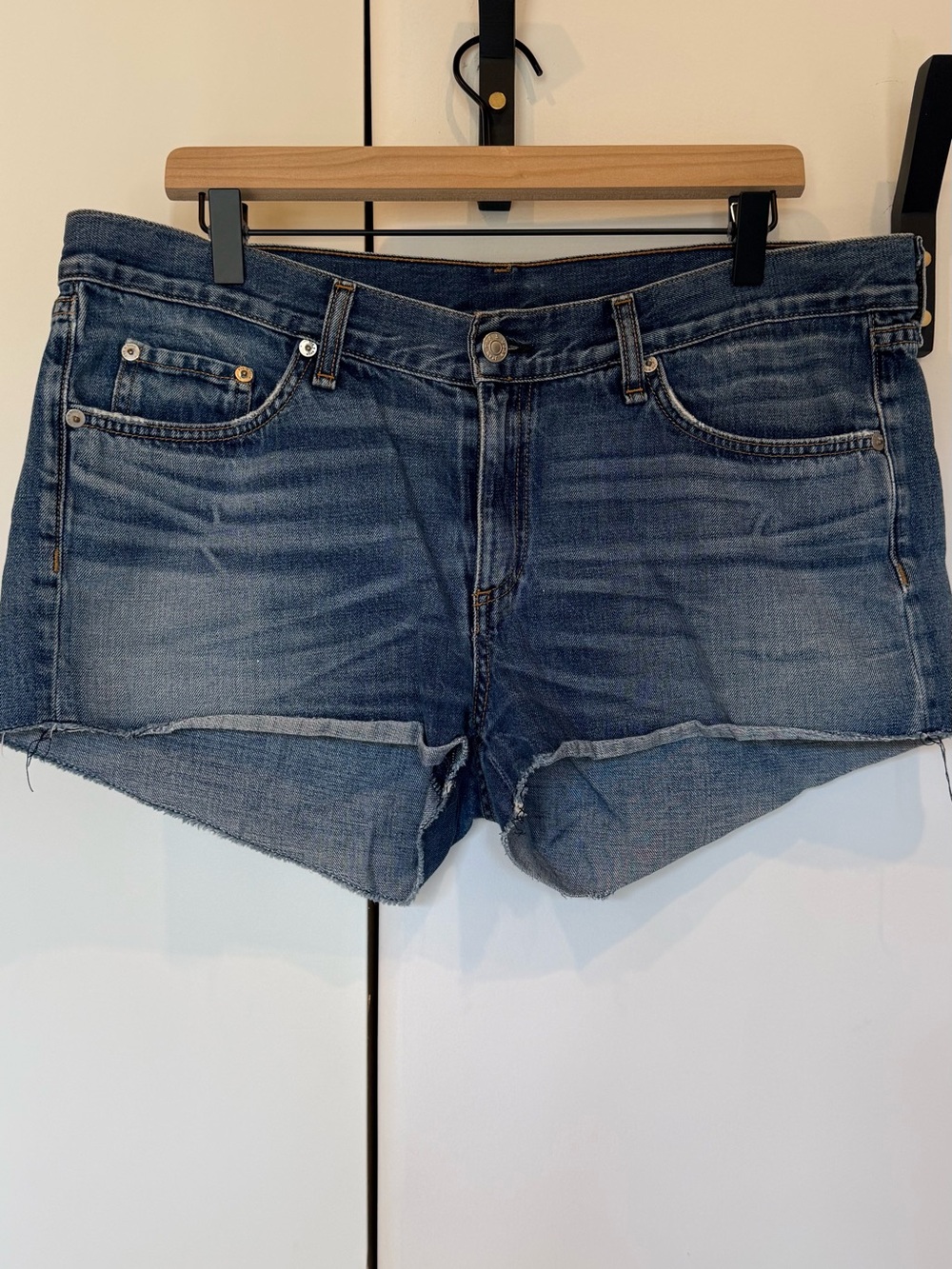 rag & bone Mid Wash Denim Cutoff Shorts